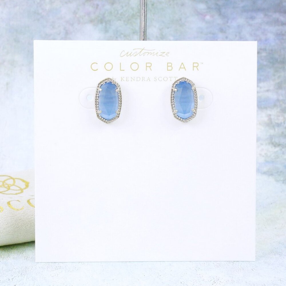 Kendra Scott Ellie Periwinkle Stud Earrings Silver Tone